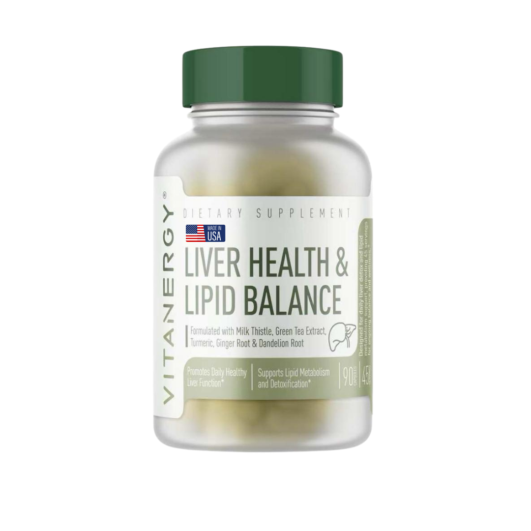 Vitanergy Liver Health & Lipid Balance – Milk Thistle, Green Tea, Turmeric, Ginger & Dandelion Root Extracts – Supports Normal Liver Function & Healthy Fat Metabolism – Made in USA, 90 Capsules