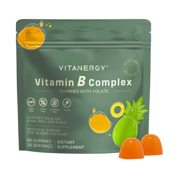Vitanergy Sugar-Free B Complex Gummies | 7 Essential B Vitamins + Iron | Energy, Immunity & Prenatal Support | Great Taste, No Aftertaste | Made in USA | 60 Count